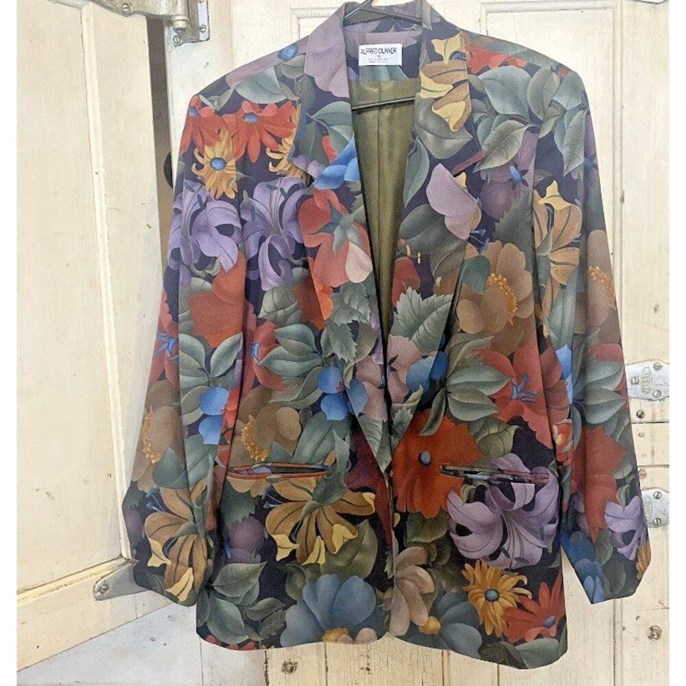 Vintage Alfred Dunner Womens Blazer Size 16 Fall Floral Cottagecore Grandmacore